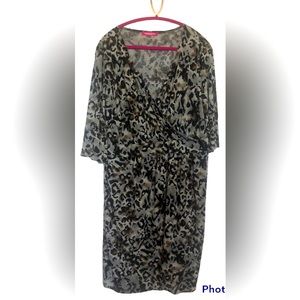 *HOST PICK* Three quarter sleeve fall dress in print-animal print/plus size